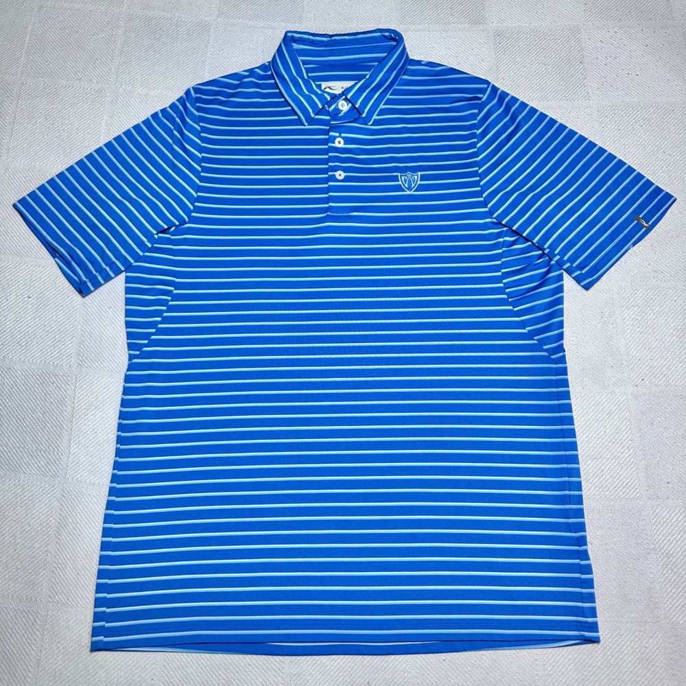 KJUS Soren Stripe Golf Polo Shirt Mens 48 Small Blue Performance Westmoreland CC - Picture 2 of 10